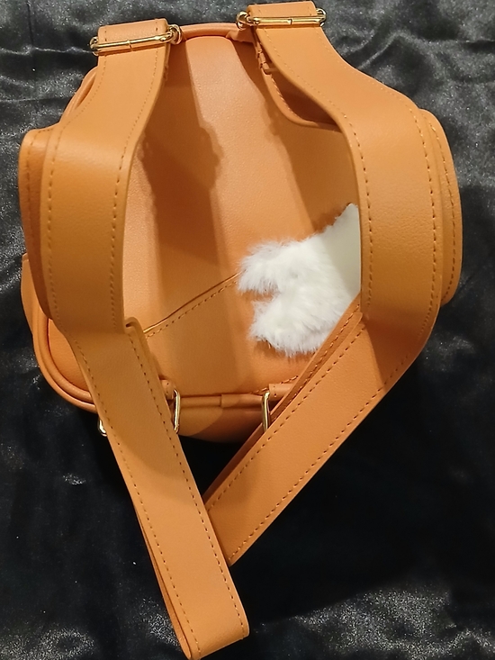 Fox Mini Backpack Orange Vegan Leather Kawaii Cute Animal Bag Scarf Chain Detail - Picture 6 of 8